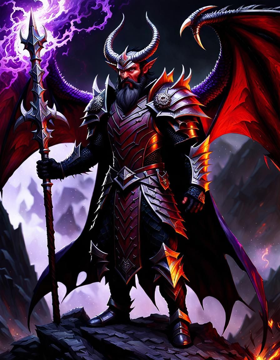 Demonic Tiefling Sorcerer with Dragon Wings