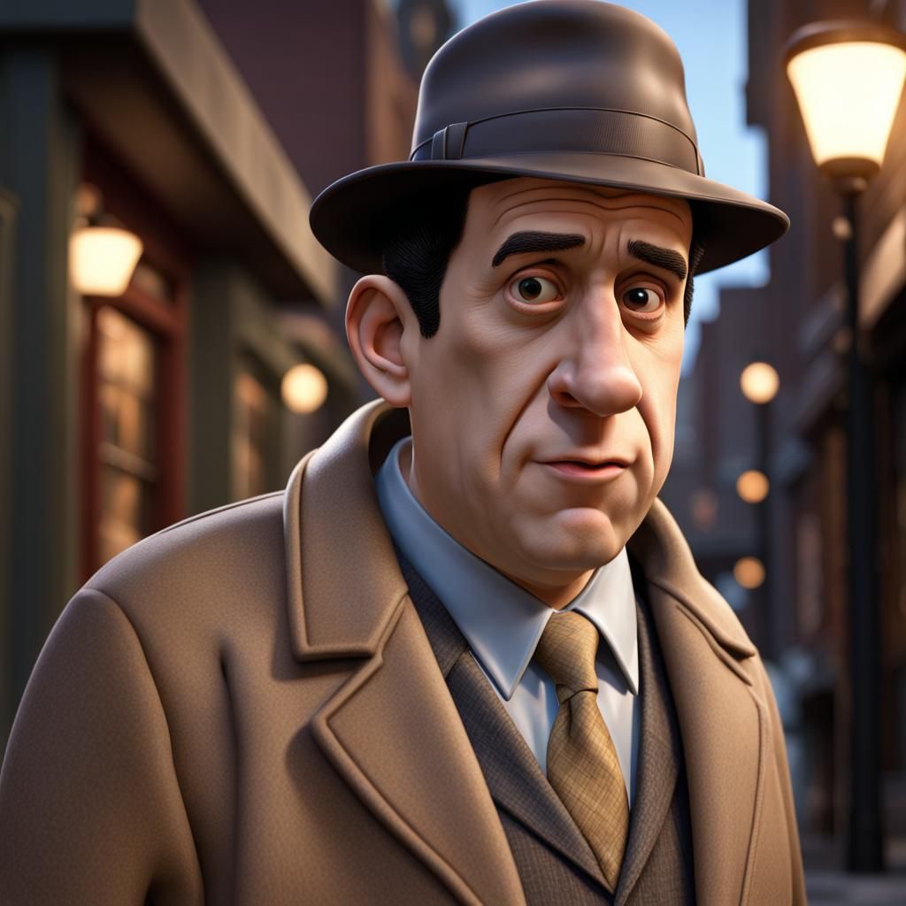 Detective in Cartoon Style with Hat