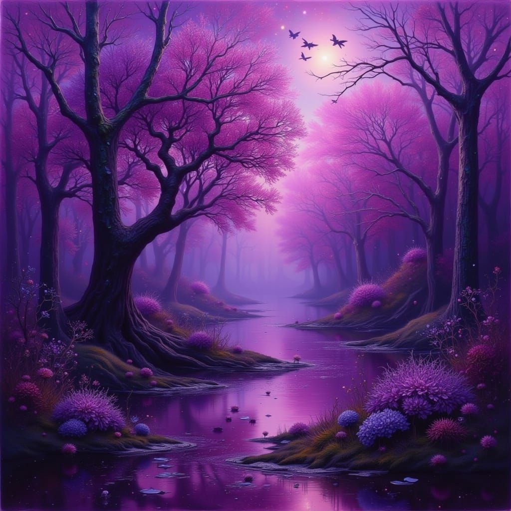 Ethereal Twilight Goddess in Rich Purple Hues