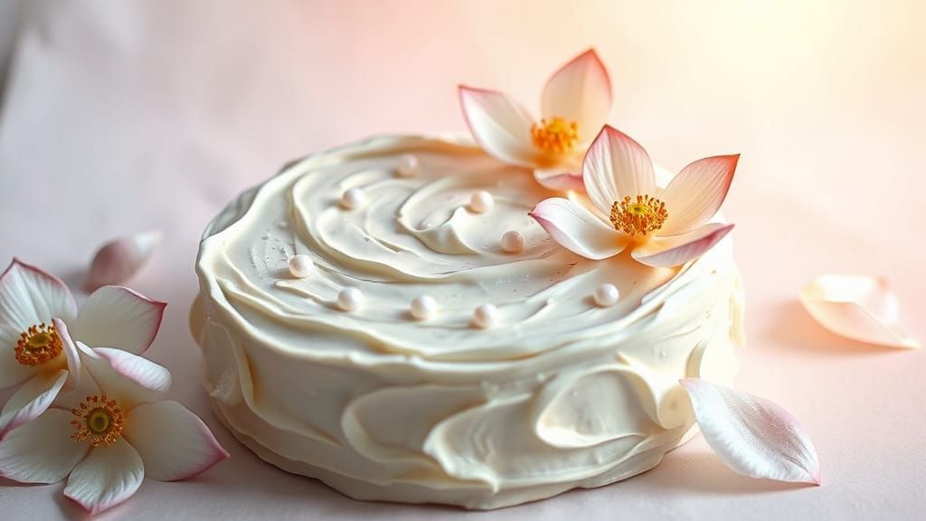 Dreamlike Watercolor Cake with Lotus Flowers in Soft Pastel ...