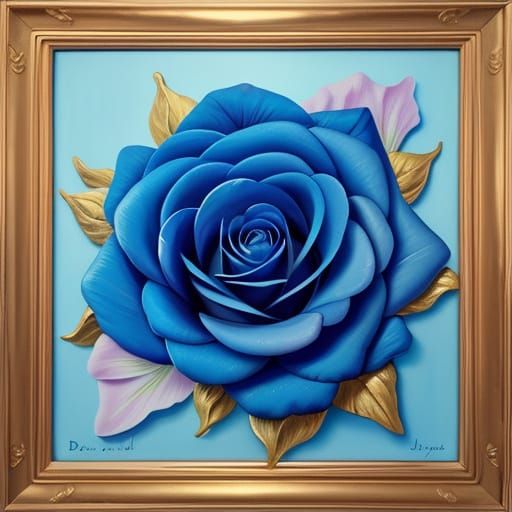 Surreal Blue Roses in Vibrant Oil Painting