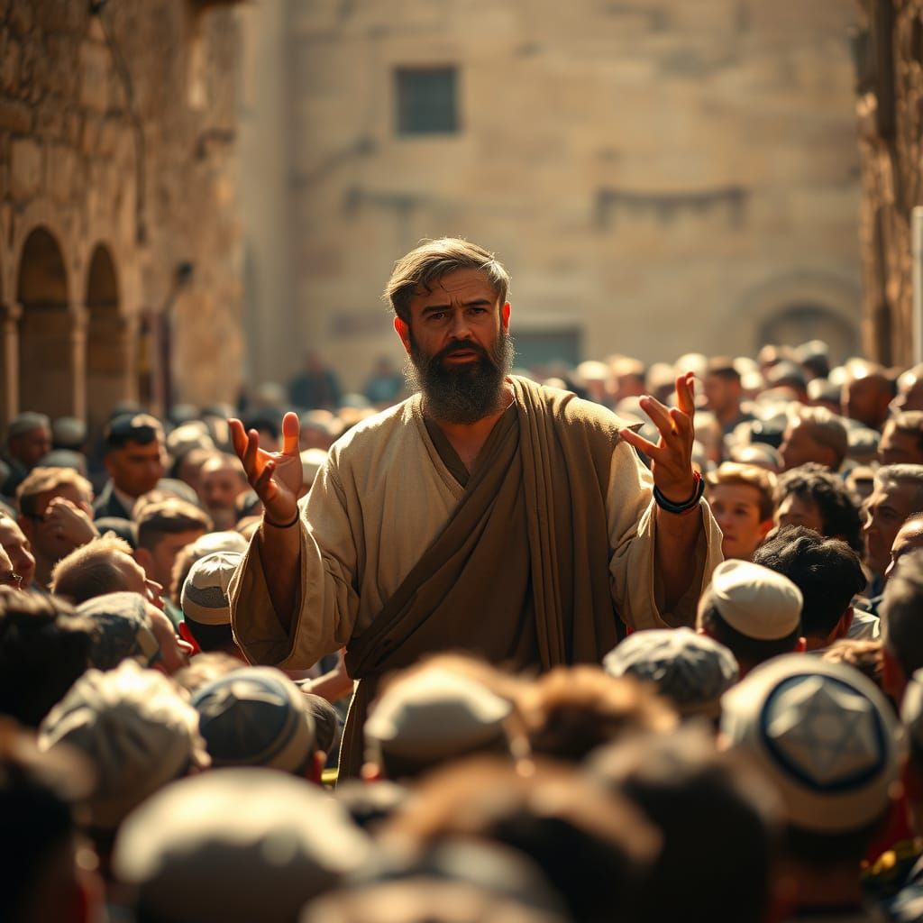 Apostle Paul Preaches to a Captivated Jewish Crowd in Medite...