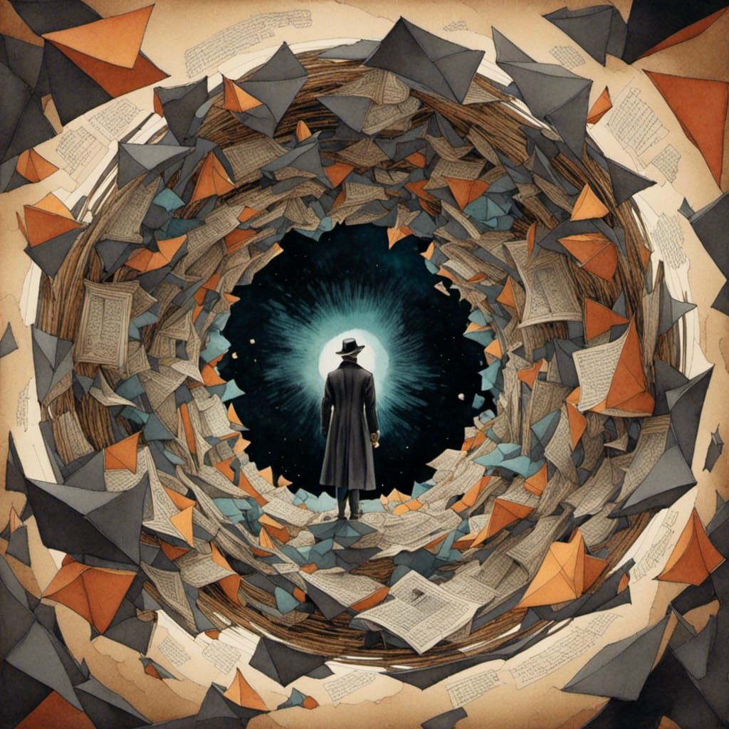 Detective in Black Hole as Romantic Watercolor