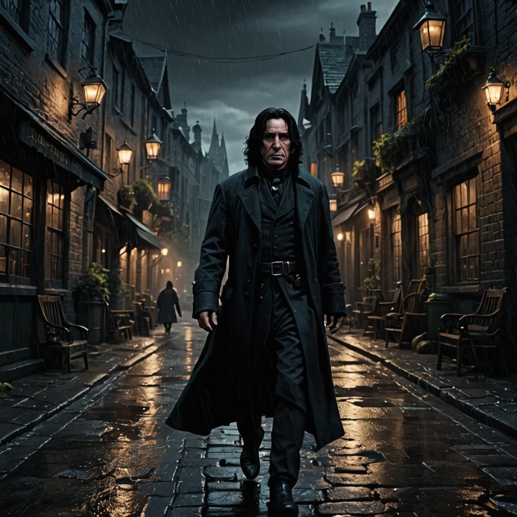 Severus Snape in a Dark Street: Digital Matte Painting