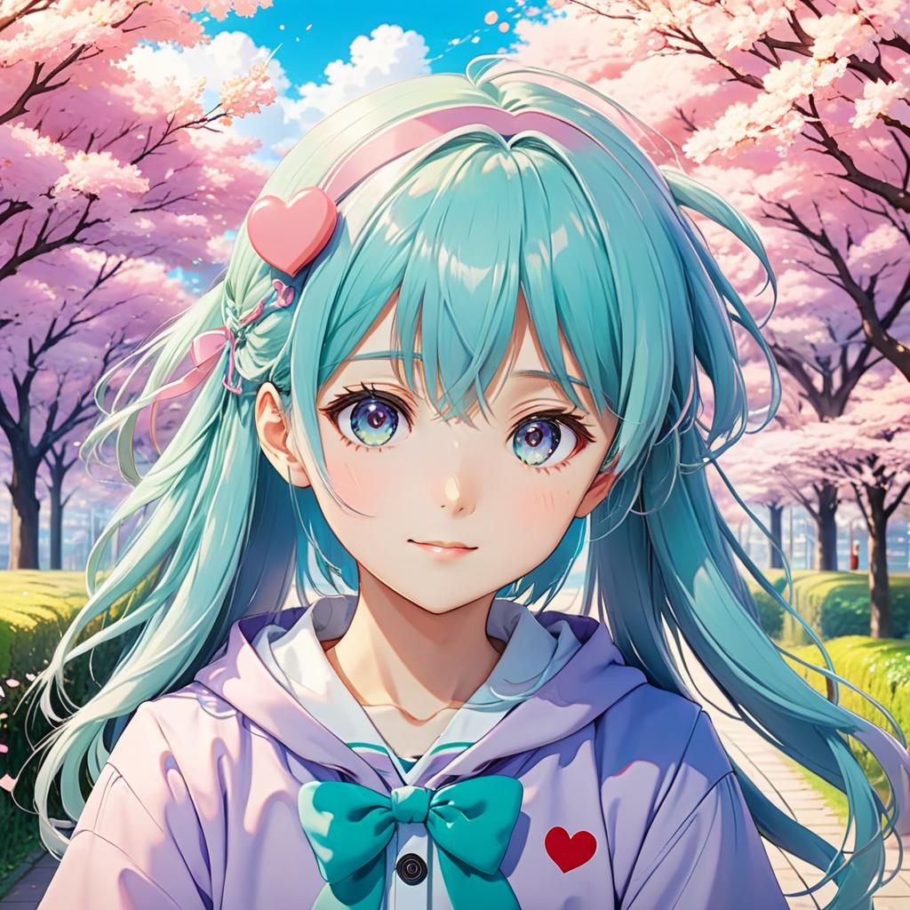 Romantic Anime Character in Pastel Colors