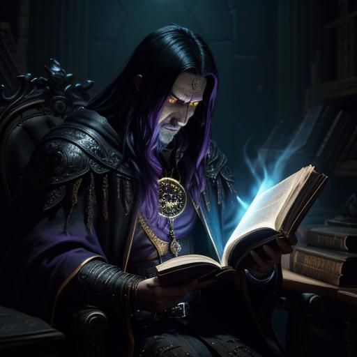 Evil Wizard Casting Dark Magic, Detailed Fantasy Art