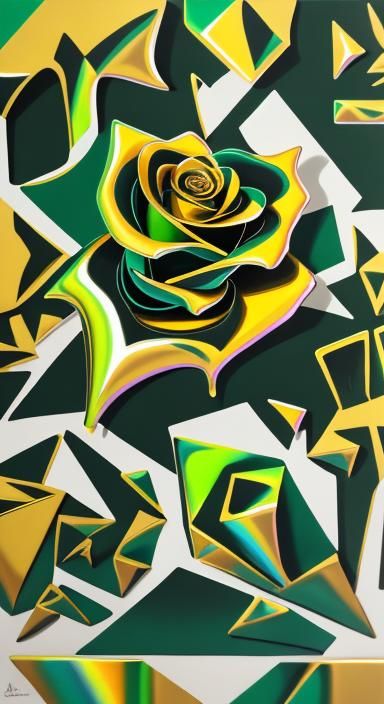 Metallic Roses in Polychromatic Matisse Style