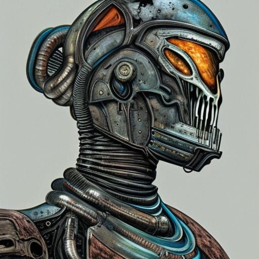 Grimdark Space Knight in Mixed Media Style