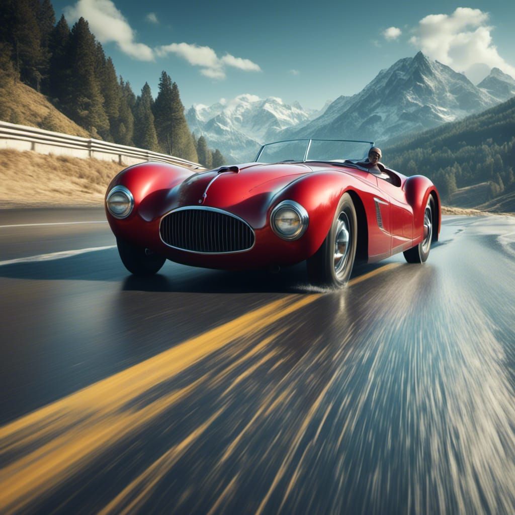 1940s Sports Car in Hyperrealistic Style