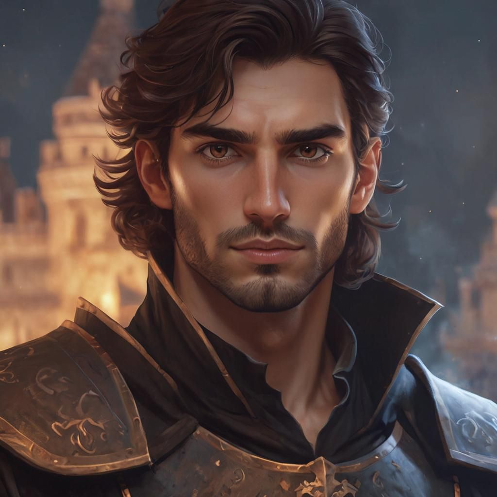 Medieval Man Portrait with Castle Backdrop