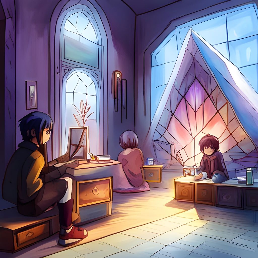 Anime-Style New Age Crystal Shop Interior