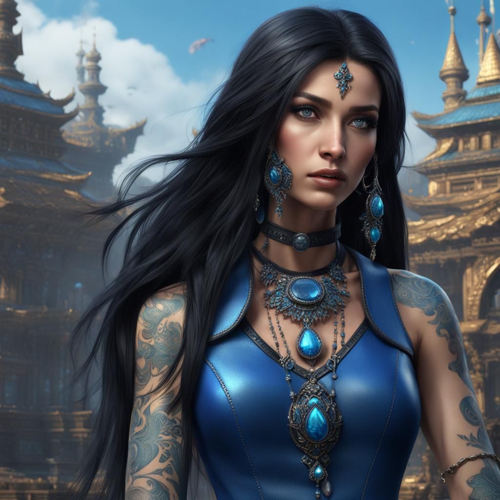 Woman with Piercings in Detailed Fantasy Art
