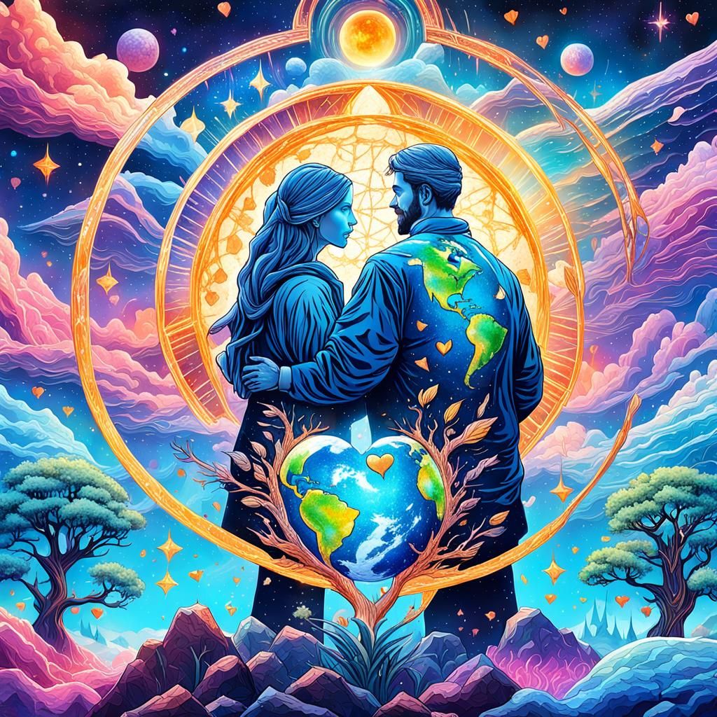 Cosmic Climate Activists: A Holographic Mixed Media Illustra...