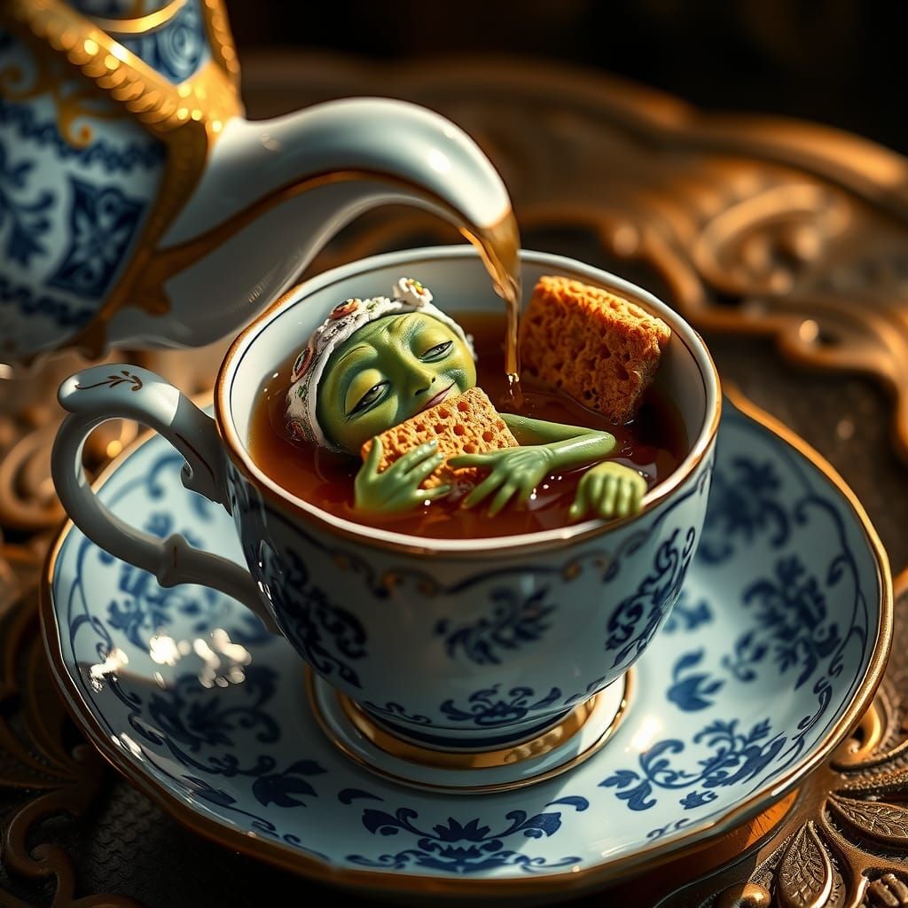 Alien Tea Bath in Delft Cup, Rembrandt Lighting