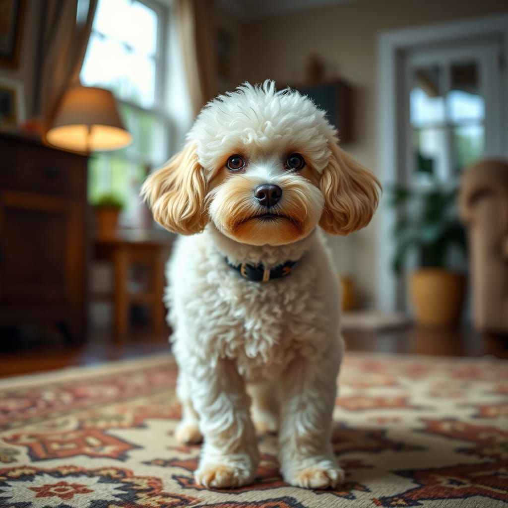 Cozy Poodle Portrait in Warm Home Setting
