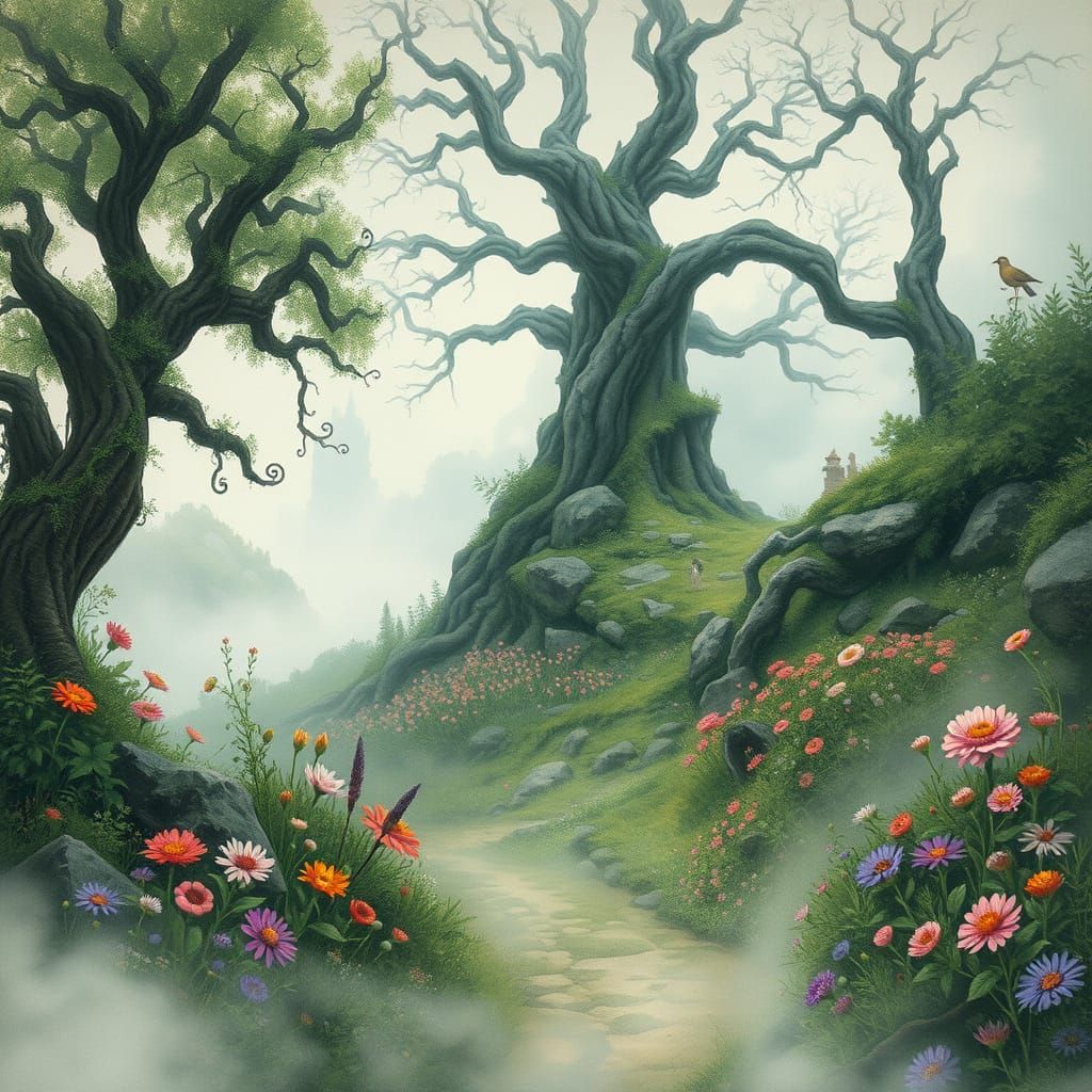Enchanted Avalon Landscape in Dreamlike Whimsy