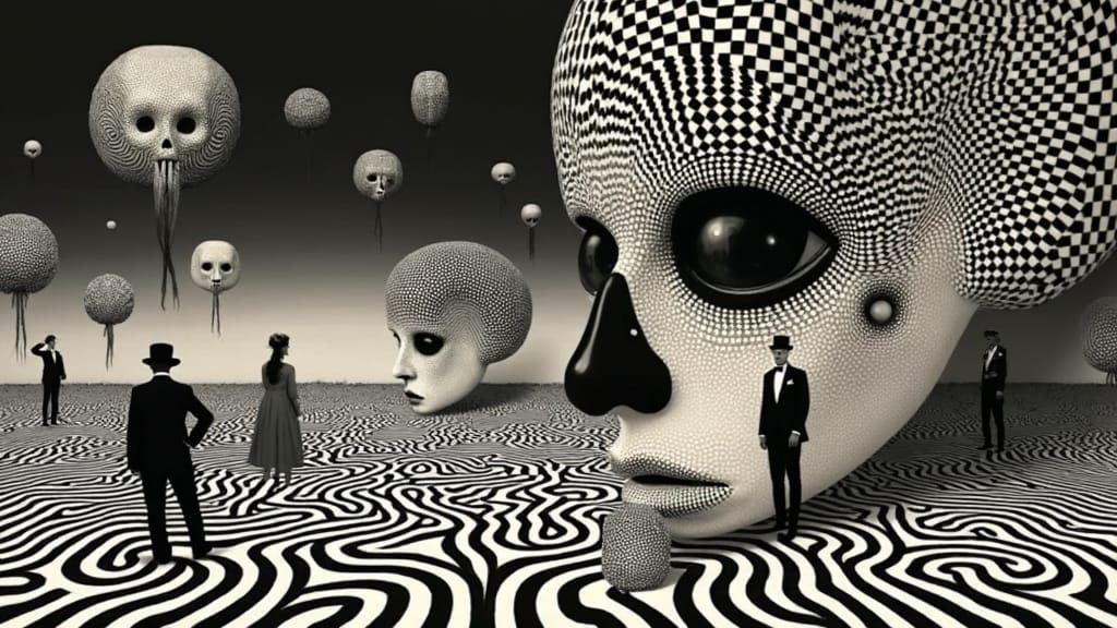 Surreal Vintage Collage with Optical Illusions