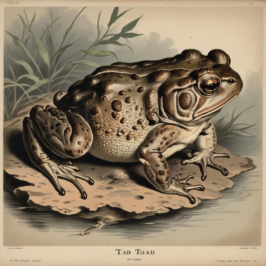 Antique Print of a Toad