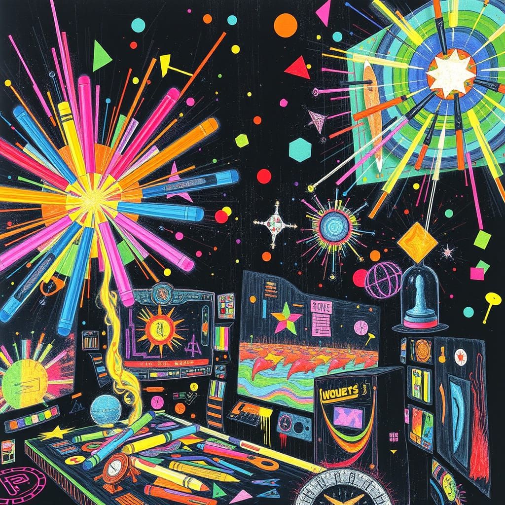 Vibrant Chaos: Children's Drawings Unleash Digital Info War