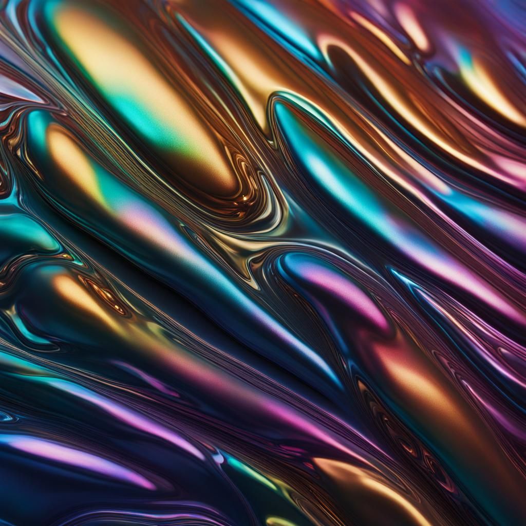 Macro photography of iridescent textures shimmering across c...