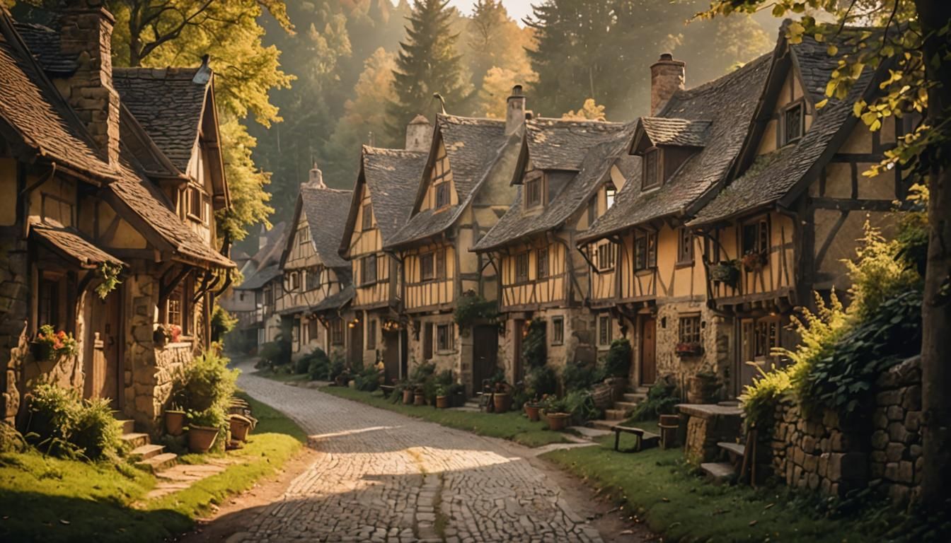 Medieval Village in Forest: Rural Landscape Photography