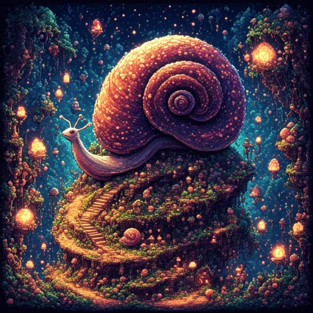 Happy Snail Surrounded by Dark Magic, 3D Illustration