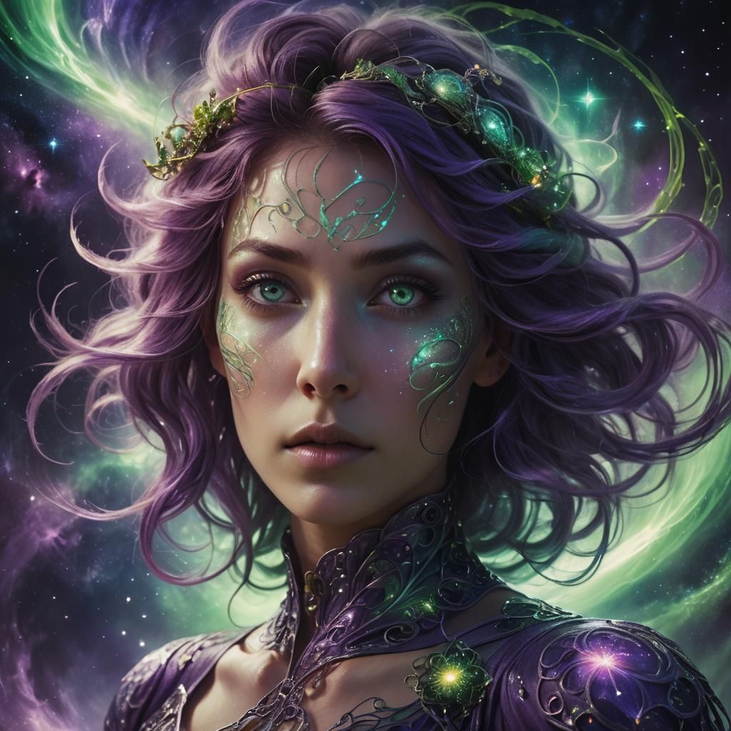 Nebula Woman Portrait in Ethereal Fantasy Style