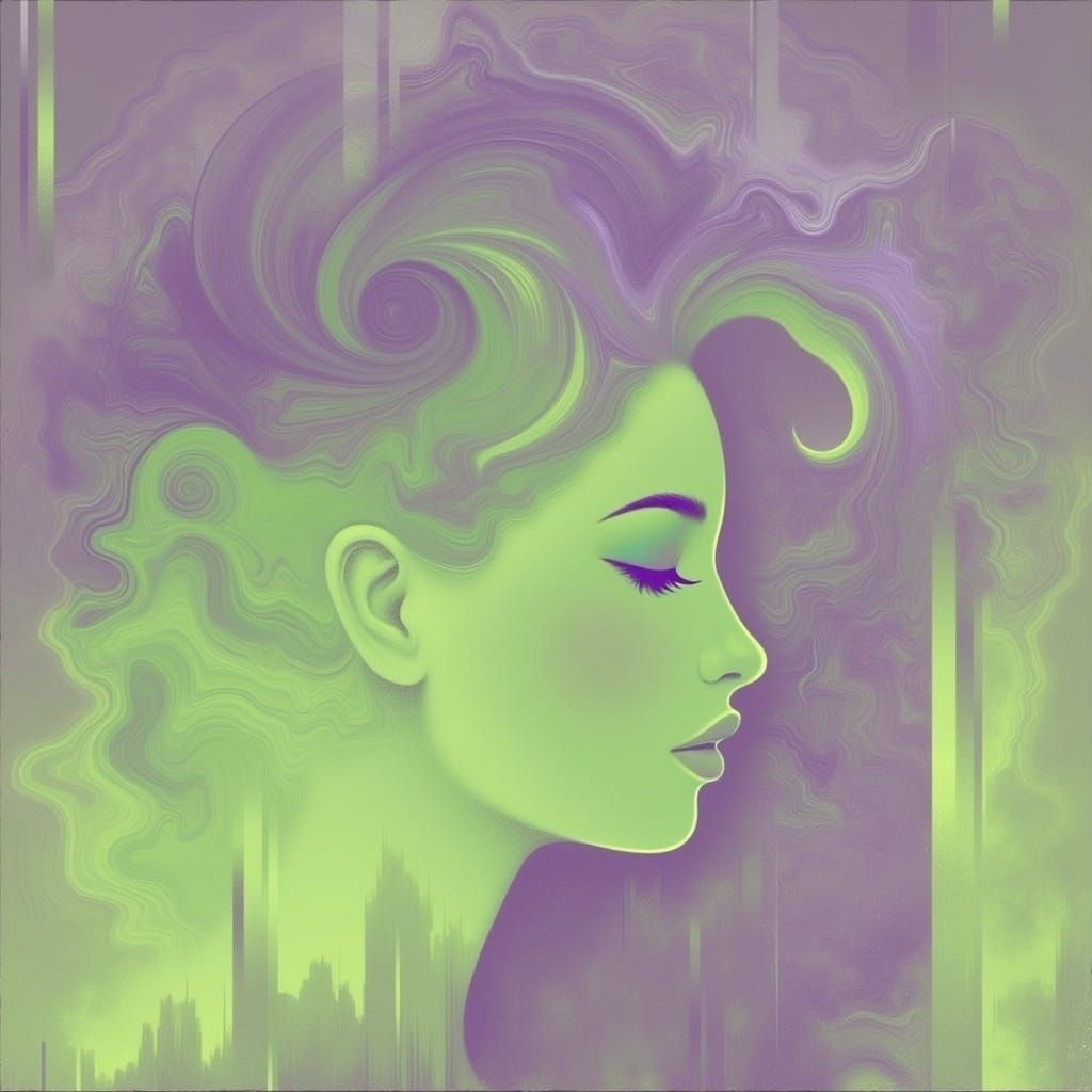 Surreal Pastel Portrait in Glitch Art Style