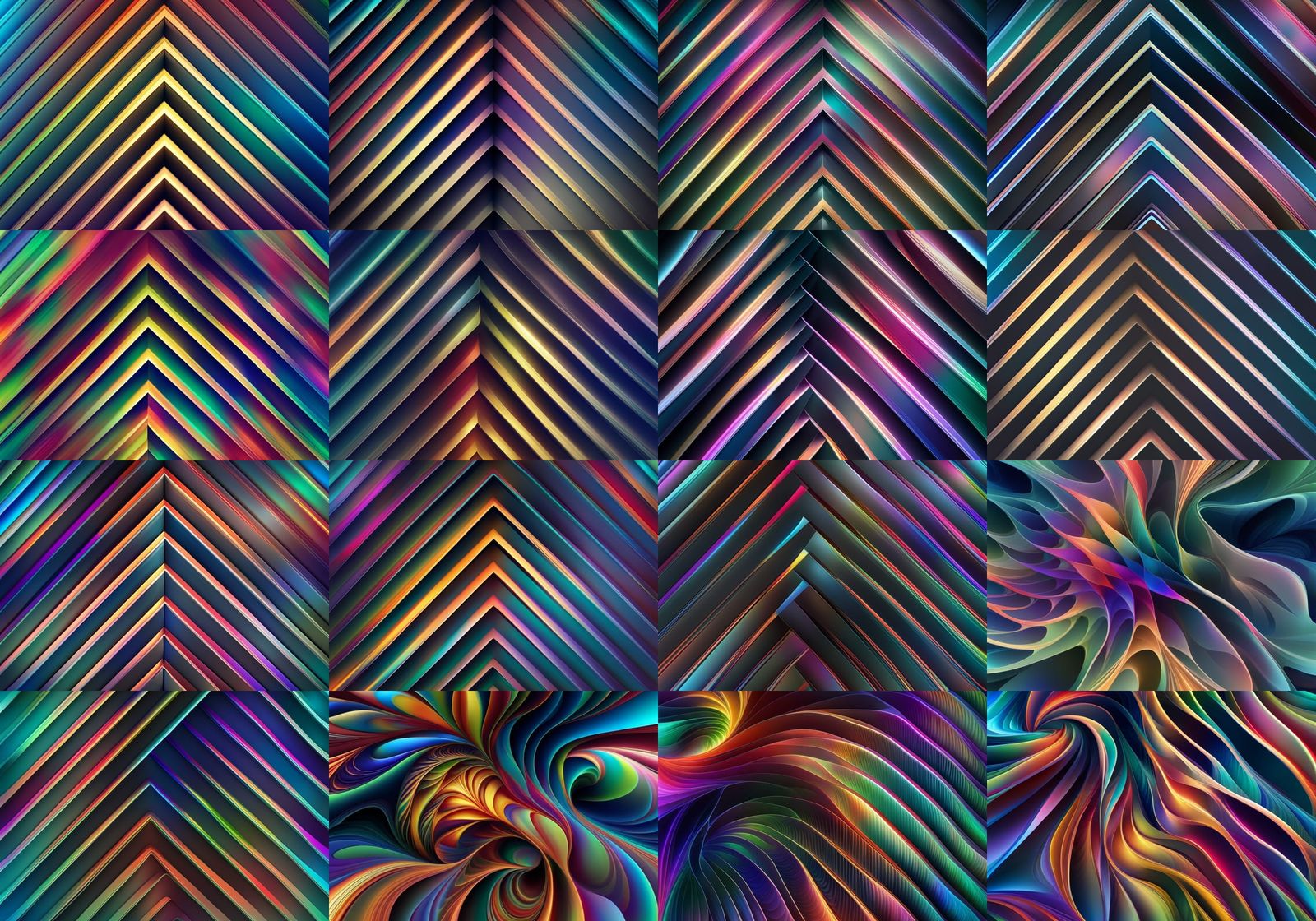 Abstract Multicolored Fractal Pattern with 3D Shading