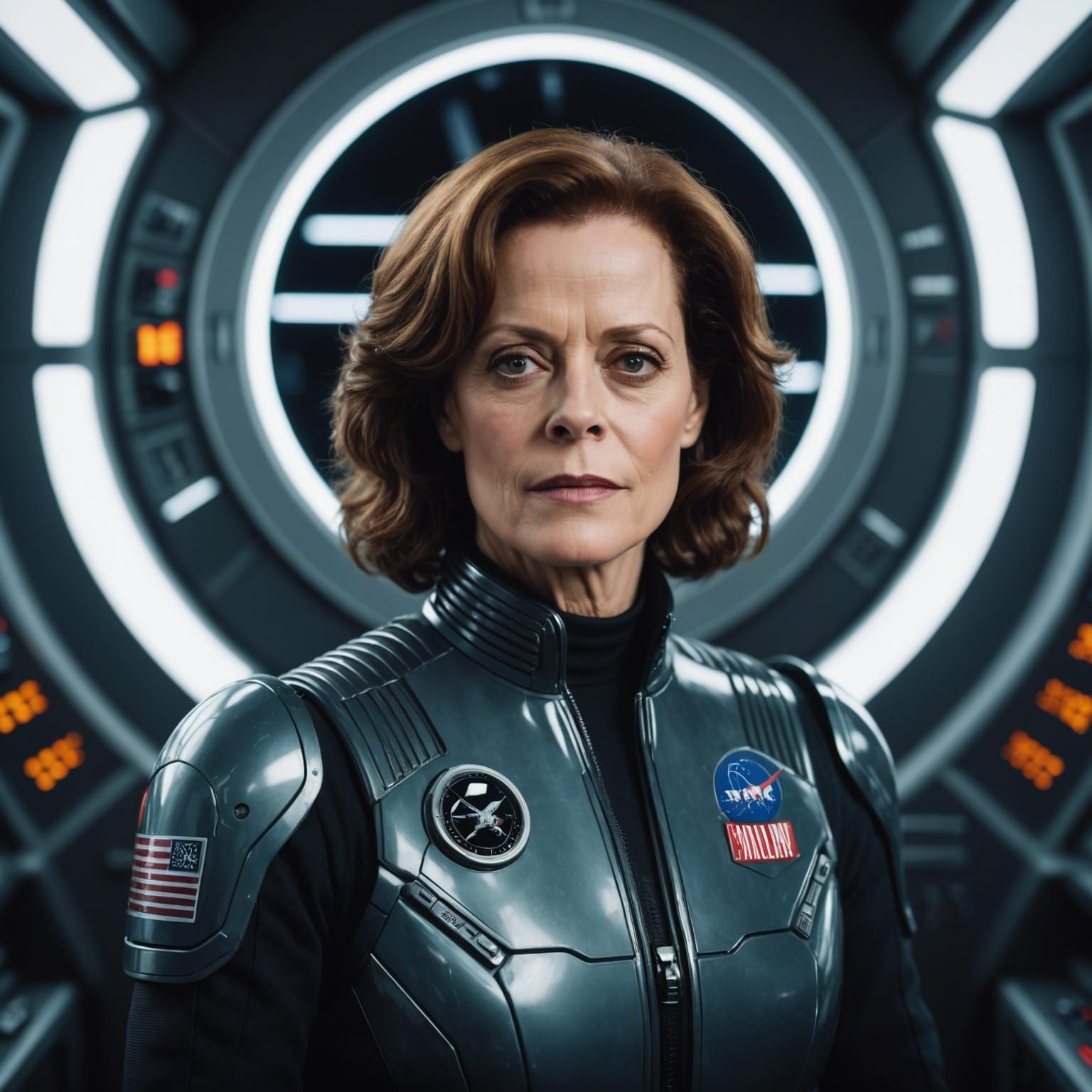 Sigourney Weaver Portrait in Spaceship, Professional Photogr...
