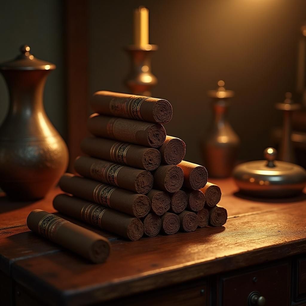 Havana Cigars Still Life in Rustic Cuban Setting
