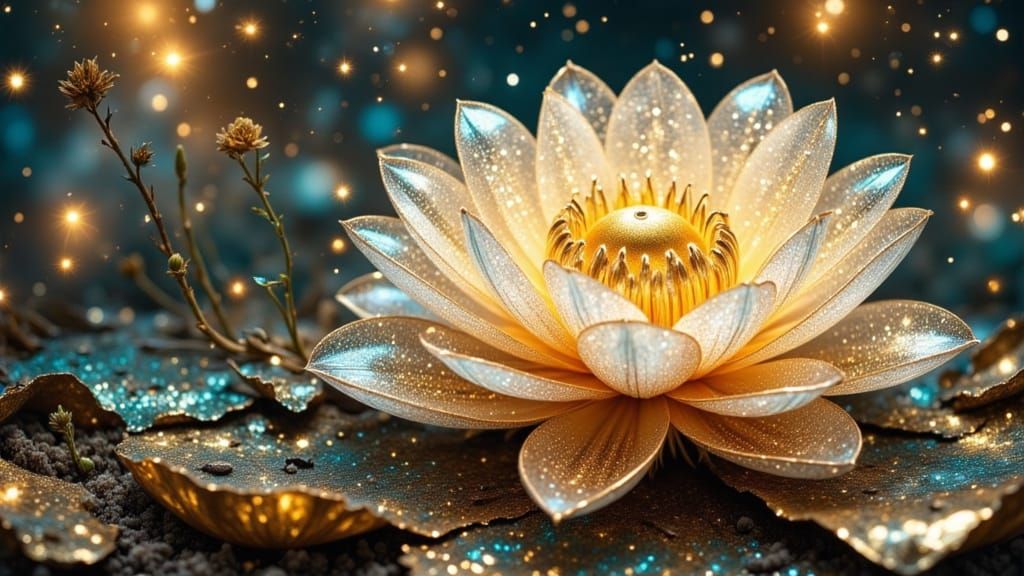 Majestic Magical Lotus Blooms Amidst Deserted Landscapes