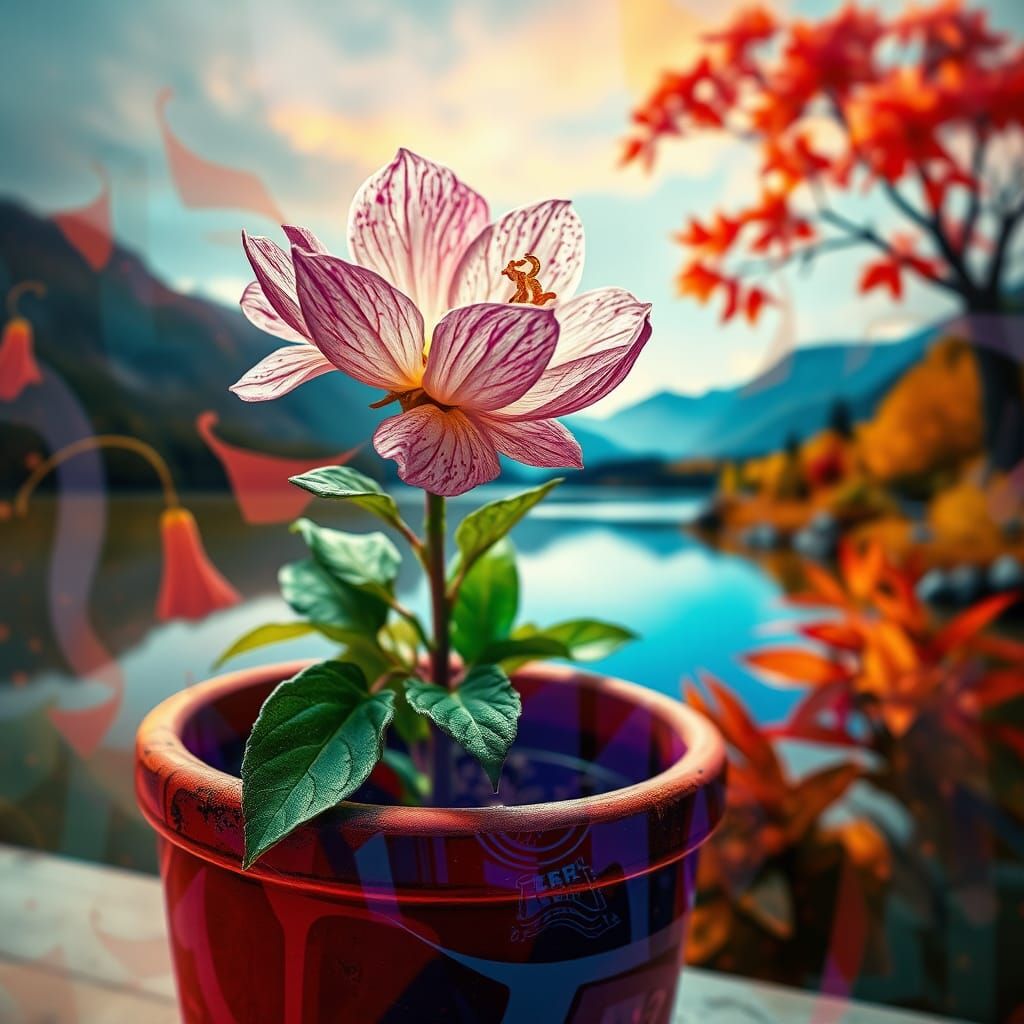 Surreal Wildflower in Dreamy Abstract Landscape