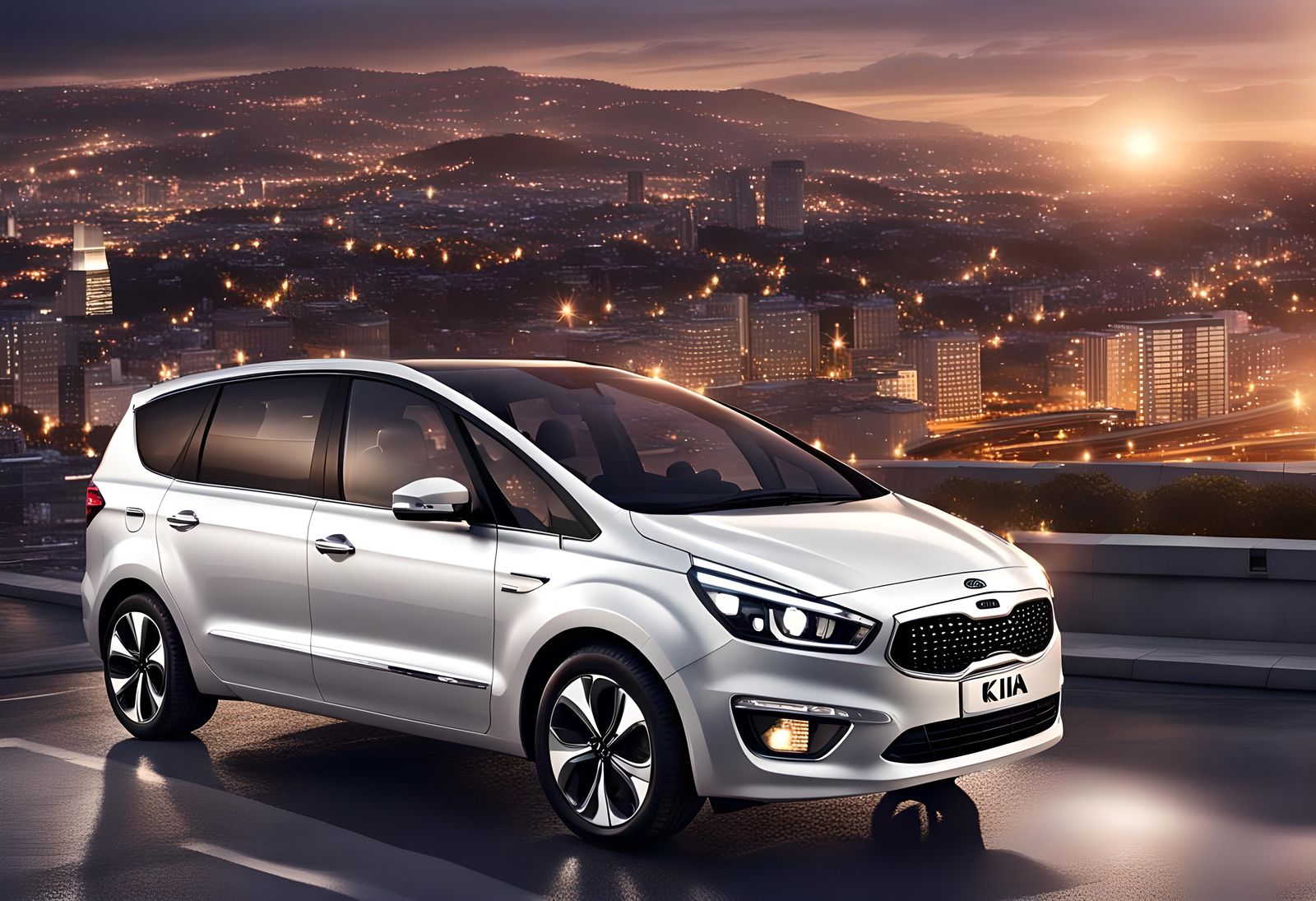 White 2013 Kia S-Max MPV 3D Render