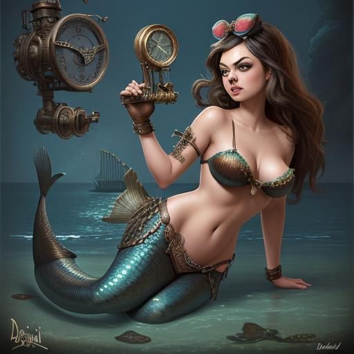 Pinup "Mila Kunis Seducer as a Mermaid" by David B. Mattingly