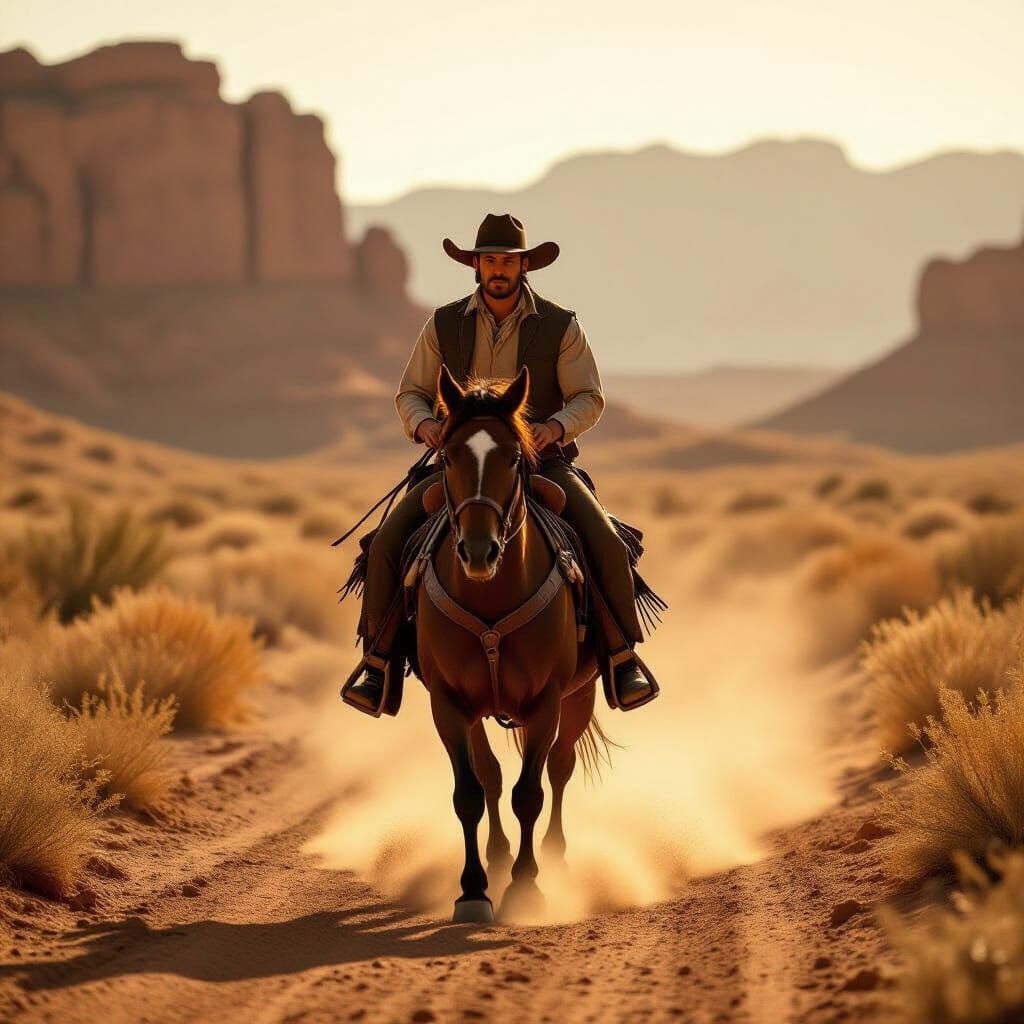 Classic Western Scene with Cowboy on Horseback