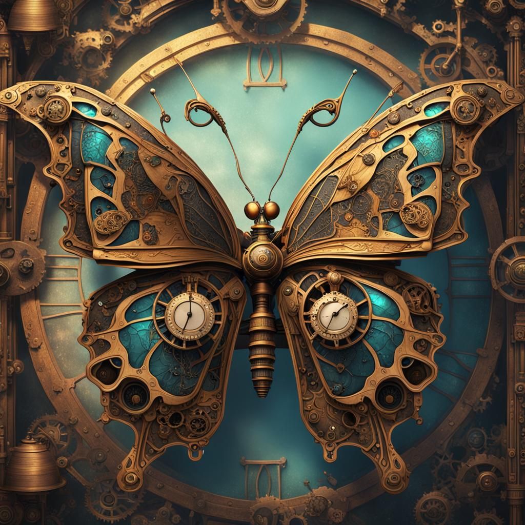 Steampunk Butterfly: Detailed Fantasy Concept Art