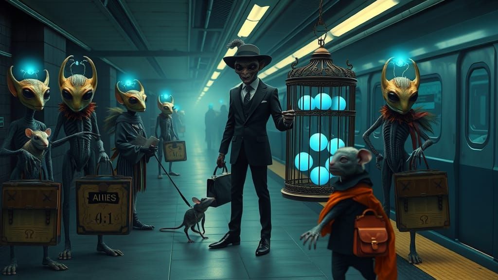 Bizarre Subway Scene in a Dreamlike Aesthetic