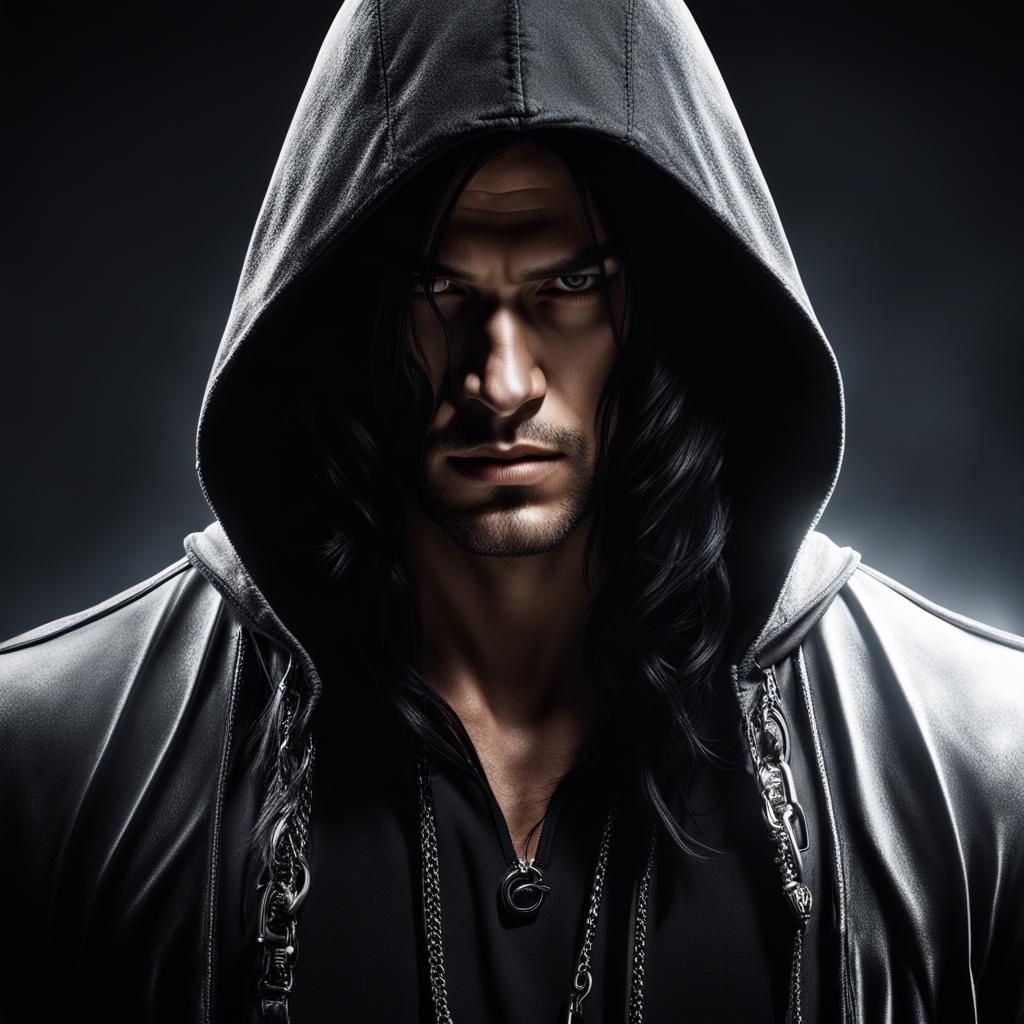 Dramatic Portrait of a Hooded Man in High Definition