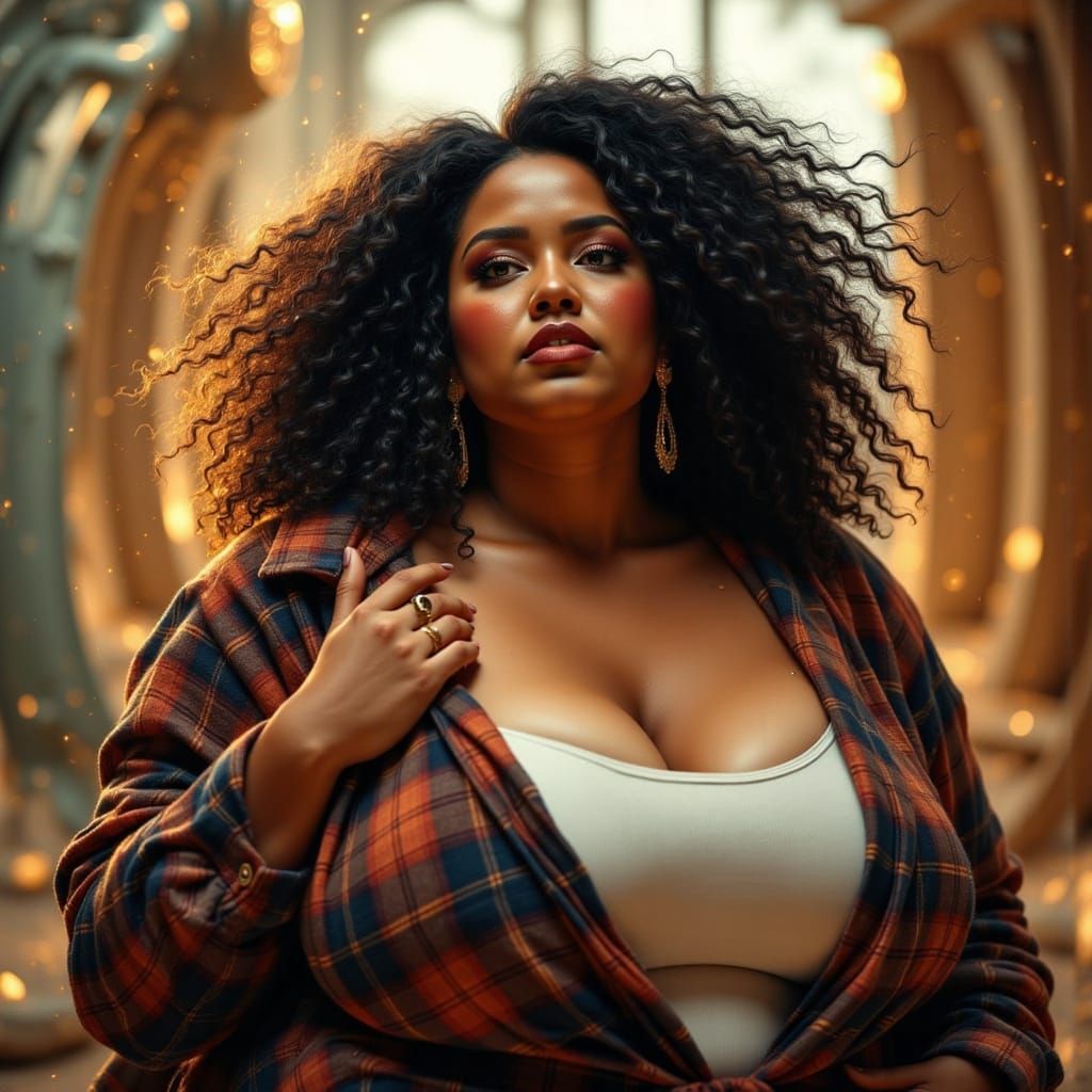 Sultry Windswept Beauty in Golden Light