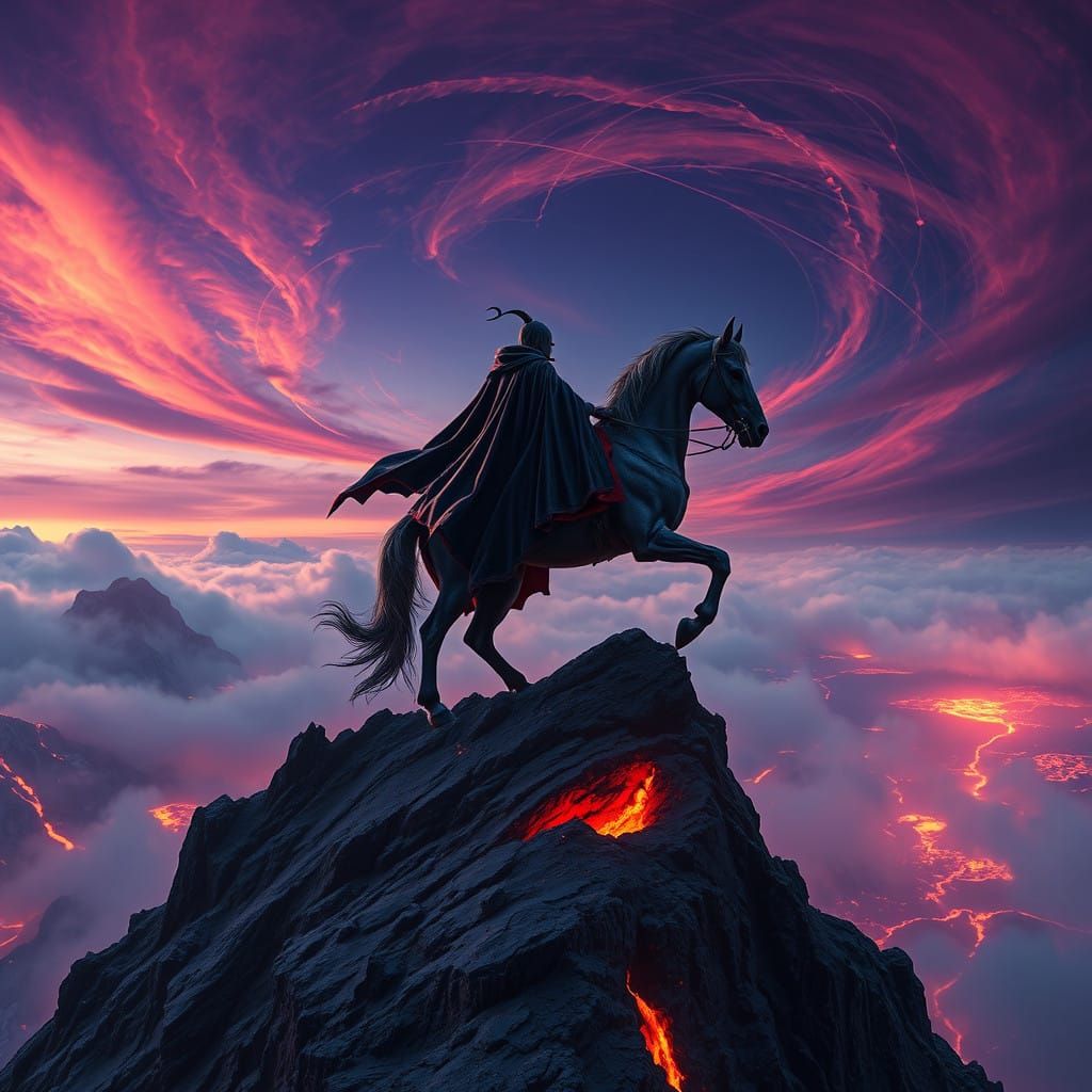 Spectral Death Rider on an Ethereal Steed at Dusk