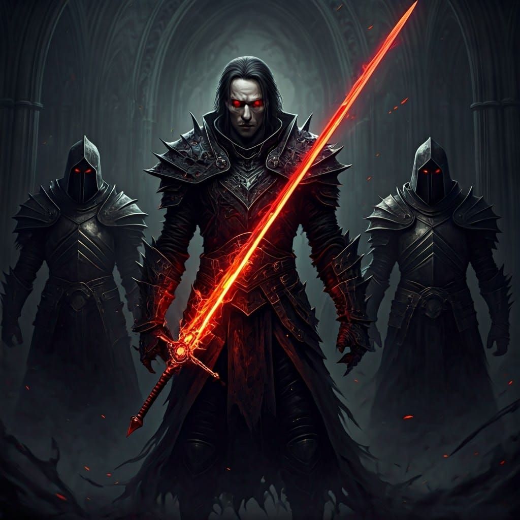 Menacing Necrosimus Wielding Corrupted Sword in Dark Fantasy