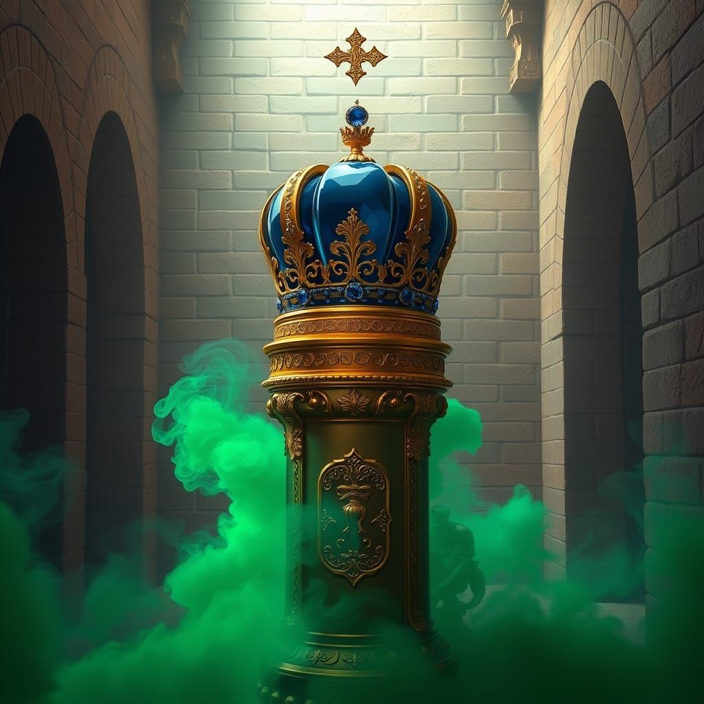 Regal Sapphire Crown Display in Dark Fantasy Style