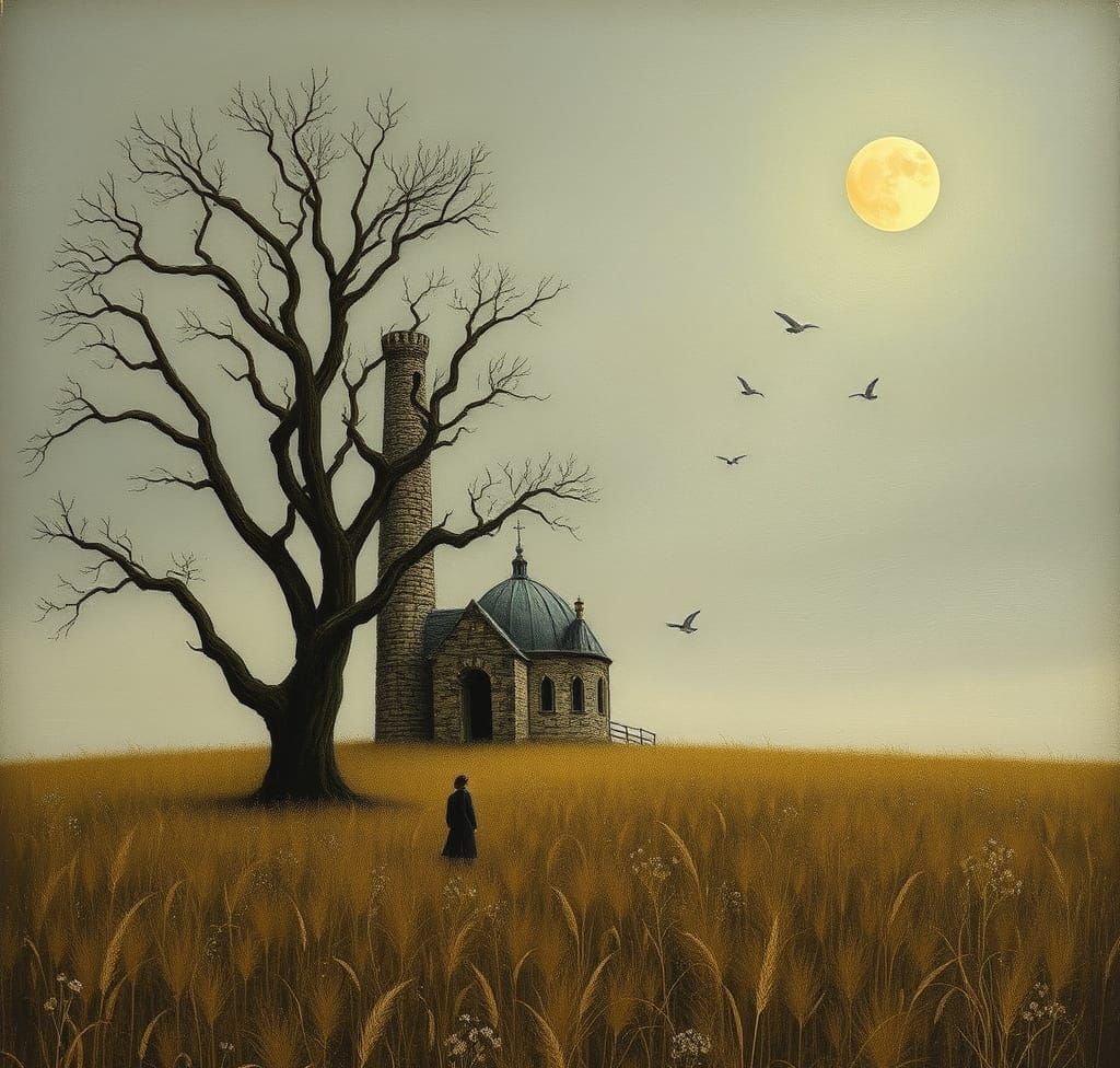 Eerie Landscape in Haunting Realism Style