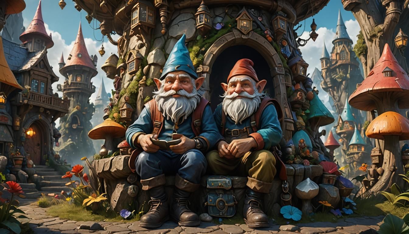 Traveler and Gnome Sculpture: Fantasy Concept Art