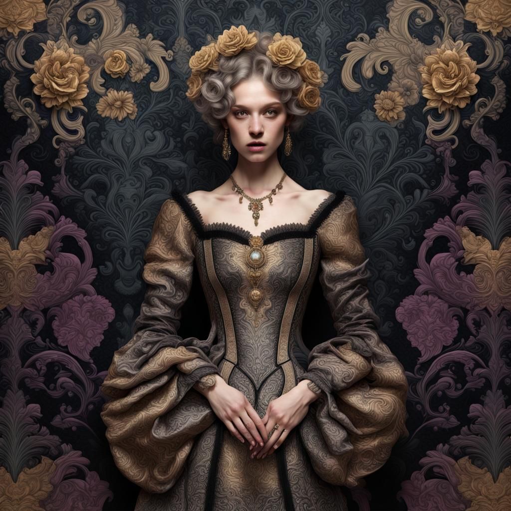 Surreal Brocade Pattern in Steamnouveau Style