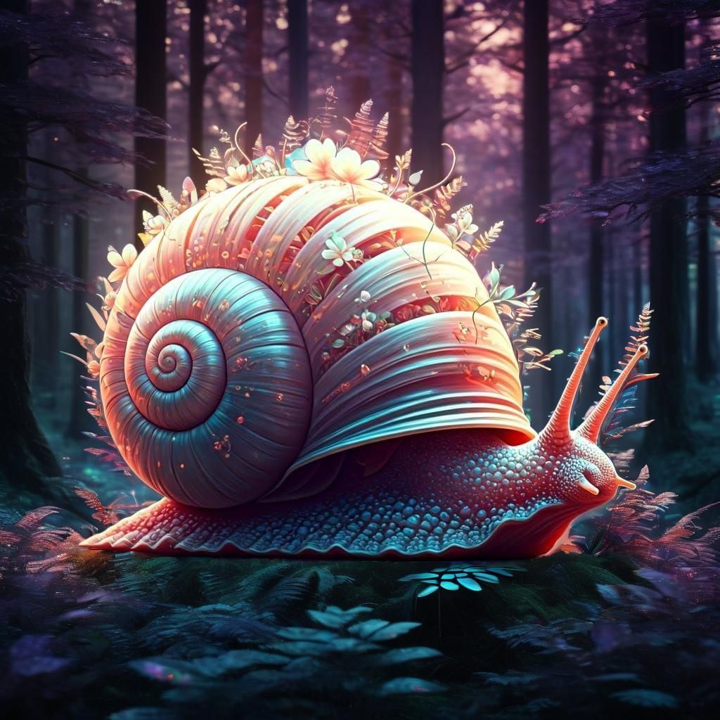 Mythical Iridescent Forest Scene