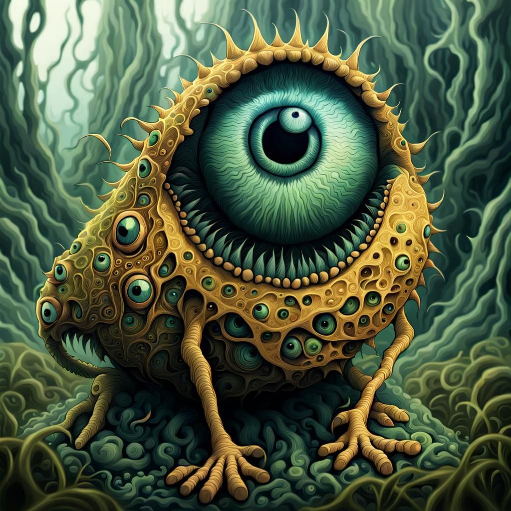 One-Eyed Patapon Creature: Intricate Comic Book Illustration