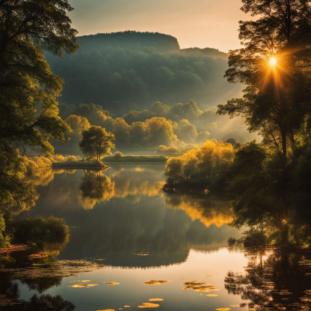 Golden Hour Lake Reflection: Nature Photography