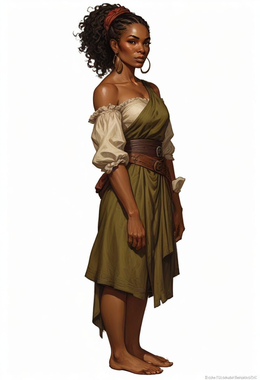 Caribbean Tavern Servant in Heroic Fantasy Style